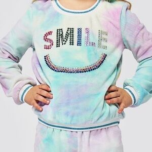Baby Sara By Sara Sara Little Girl’s Velour Tie Dye Smile Pullover Sweatshirt